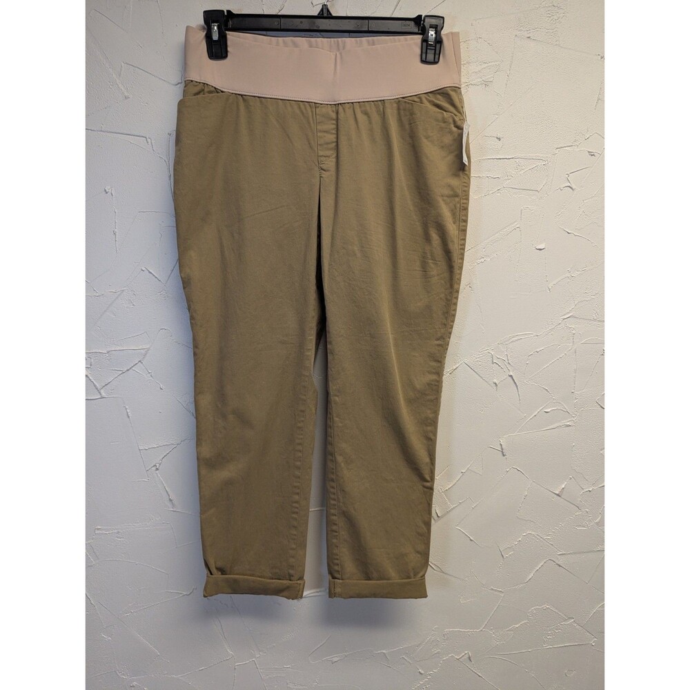 Gap Maternity Khakis Pants Womens Elastic Waist Tan Beige Size 10 NWT